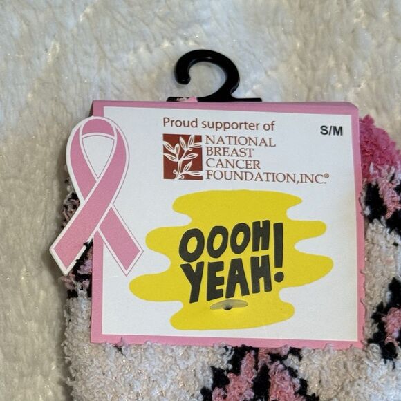 Breast Cancer Awareness Survivor Socks Pink Ribbon Fuzzy Cozy Women 5-9 - Picture 3 of 4